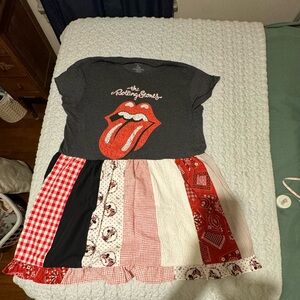 Re vampped rolling stone t shirt Into dress. Sz. Xl.